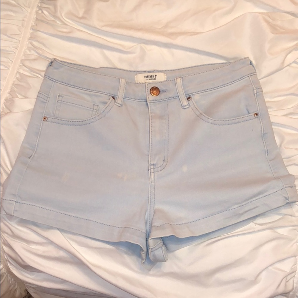 Light Blue High-Rise Shorts